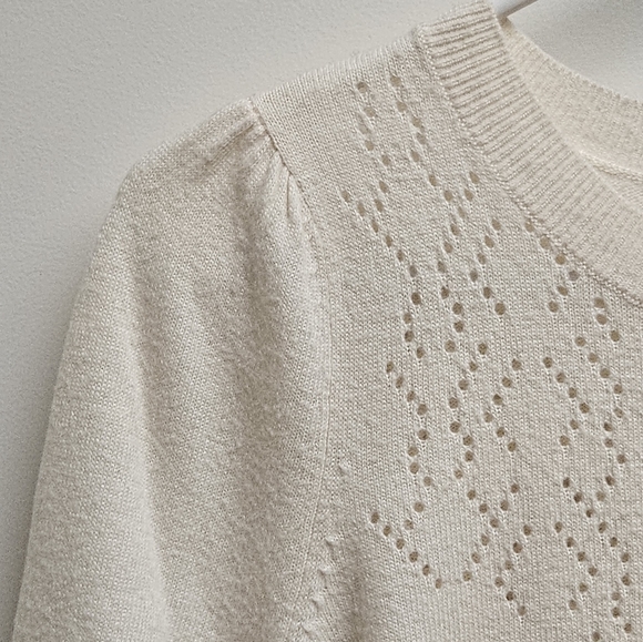 Loft Cream-Colored Eyelet Sweater in Women's Small - Picture 6 of 13